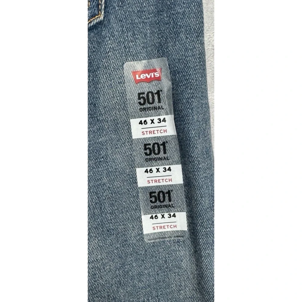 Levi's 501 Original Button Fly Straight Denim Jeans Strech Men's 46x34 (32